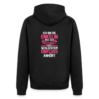 Enkelin - Unisex Premium Bio Zip Hoodie - Schwarz - Hinten - Nico (187cm)