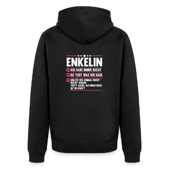 Enkelin - Unisex Premium Bio Zip Hoodie - Schwarz - Hinten - Nico (187cm)