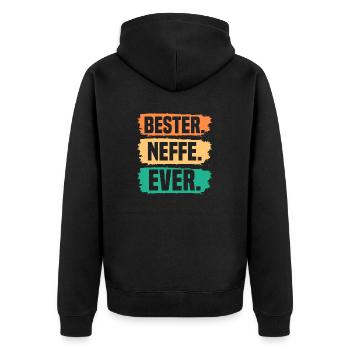 Neffe - Unisex Premium Bio Zip Hoodie - Schwarz - Hinten - Nico (187cm)