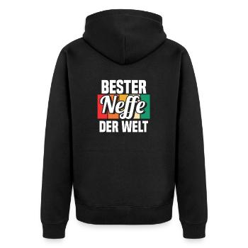Neffe - Unisex Premium Bio Zip Hoodie - Schwarz - Hinten - Nico (187cm)