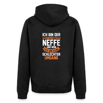 Neffe - Unisex Premium Bio Zip Hoodie - Schwarz - Hinten - Nico (187cm)