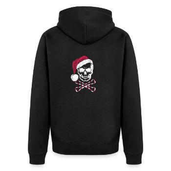 Piraten Weihnachten Jolly Roger Santa Hut Toten - Unisex Premium Bio Zip Hoodie - Schwarz - Hinten - Nico (187cm)