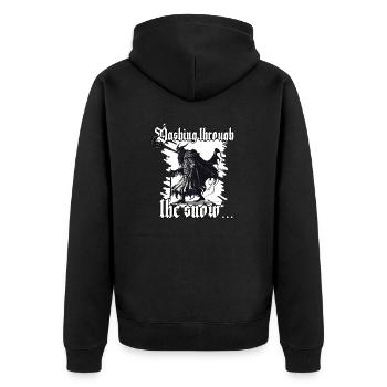 Horror Krampus T-Shirt Mystische Weihnachtsfigur - Unisex Premium Bio Zip Hoodie - Schwarz - Hinten - Nico (187cm)