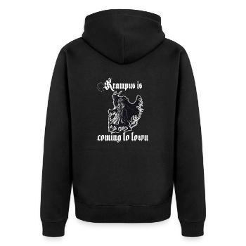 Horror Krampus T-Shirt Böser Weihnachtsbrauch - Unisex Premium Bio Zip Hoodie - Schwarz - Hinten - Nico (187cm)