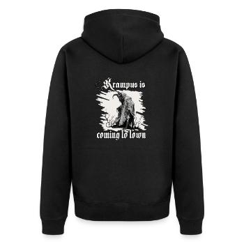 Krampus T-Shirt für die gruseligste Zeit des - Unisex Premium Bio Zip Hoodie - Schwarz - Hinten - Nico (187cm)