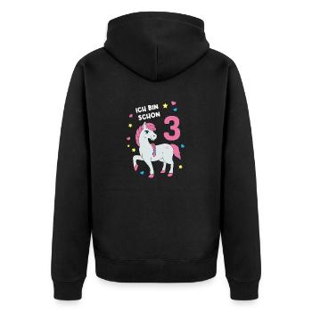 Reiterin Pferd Reitsport 3. Geburtstag Pony Reiten - Unisex Premium Bio Zip Hoodie - Schwarz - Hinten - Nico (187cm)
