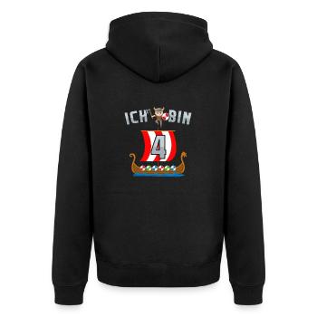 Nordmänner Barbaren 4. Geburtstag Wikinger - Unisex Premium Bio Zip Hoodie - Schwarz - Hinten - Nico (187cm)