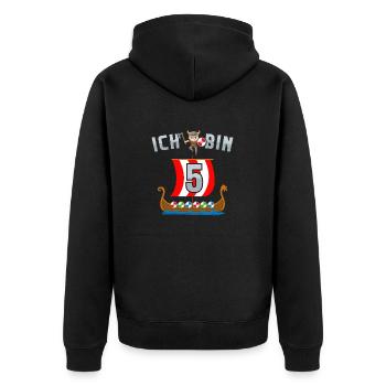 Nordmänner Barbaren 5. Geburtstag Wikinger - Unisex Premium Bio Zip Hoodie - Schwarz - Hinten - Nico (187cm)