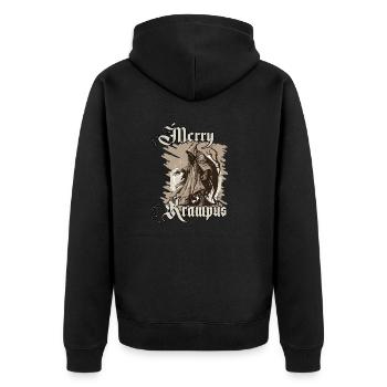 Böser Weihnachtsmann Krampus T-Shirt Gruseliges - Unisex Premium Bio Zip Hoodie - Schwarz - Hinten - Nico (187cm)