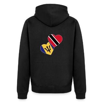 Trinidad und Tobago Flagge - Unisex Premium Bio Zip Hoodie - Schwarz - Hinten - Nico (187cm)
