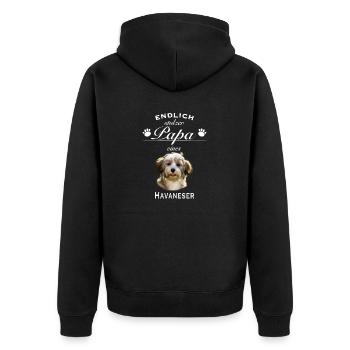 Endlich stolzer Papa - Havaneser - Unisex Premium Bio Zip Hoodie - Schwarz - Hinten - Nico (187cm)