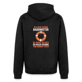 Rettungsschwimmer Bademeister - Unisex Premium Bio Zip Hoodie - Schwarz - Hinten - Nico (187cm)