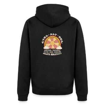 Ctrl Alt Del Vintage Groovy Motivational Geek - Unisex Premium Organic Zip Hoodie - black - Back - Nico (187cm)