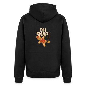 Oh Snap Gingerbread Man Weihnachtsplätzchen Xmas - Unisex Premium Bio Zip Hoodie - Schwarz - Hinten - Nico (187cm)