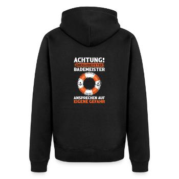 Rettungsschwimmer Bademeister - Unisex Premium Bio Zip Hoodie - Schwarz - Hinten - Nico (187cm)