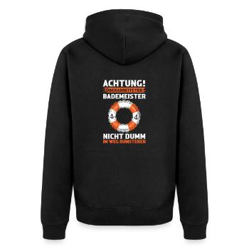 Rettungsschwimmer Bademeister - Unisex Premium Bio Zip Hoodie - Schwarz - Hinten - Nico (187cm)