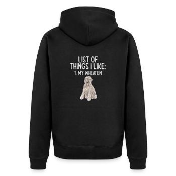 Irish Soft Coated Wheaten Terrier - Unisex Premium Bio Zip Hoodie - Schwarz - Hinten - Nico (187cm)