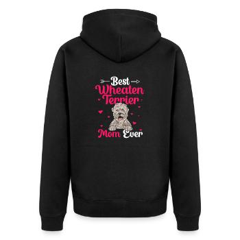 Irish Soft Coated Wheaten Terrier - Unisex Premium Bio Zip Hoodie - Schwarz - Hinten - Nico (187cm)