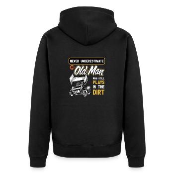 Lustiger Bagger und Baustelle Baggerfahrer - Unisex Premium Bio Zip Hoodie - Schwarz - Hinten - Nico (187cm)