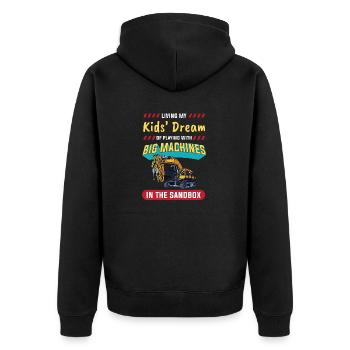 Lustiger Bagger und Baustelle Baggerfahrer - Unisex Premium Bio Zip Hoodie - Schwarz - Hinten - Nico (187cm)