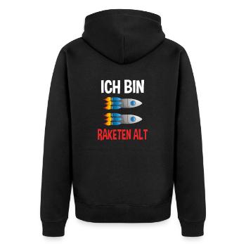 Sonnensystem 2. Geburtstag Universum Rakete - Unisex Premium Bio Zip Hoodie - Schwarz - Hinten - Nico (187cm)