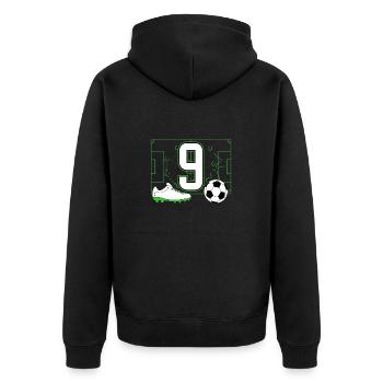 Fußballverein Amateurfußball 9 Geburtstag Fußball - Unisex Premium Bio Zip Hoodie - Schwarz - Hinten - Nico (187cm)