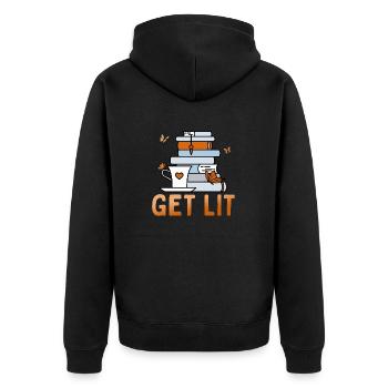 Get Lit Reading Quotes Rat de bibliothèque introverti - Veste à capuche bio Premium Unisexe - noir - Dos - Nico (187cm)