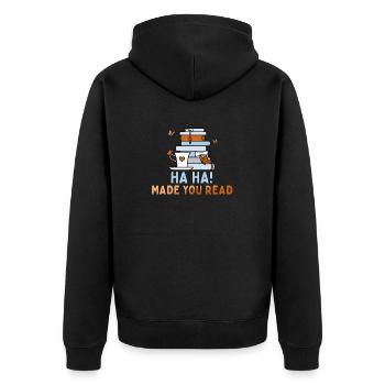 Ha ha vous a fait lire des citations amusantes - Veste à capuche bio Premium Unisexe - noir - Dos - Nico (187cm)