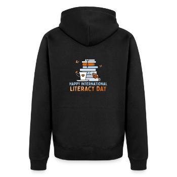 Félicitations à l’occasion de la Journée internationale - Veste à capuche bio Premium Unisexe - noir - Dos - Nico (187cm)