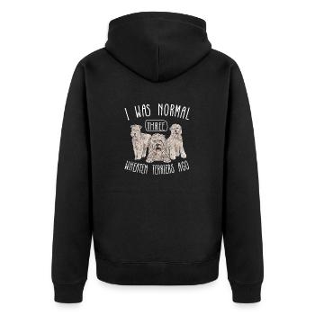 Irish Soft Coated Wheaten Terrier - Unisex Premium Bio Zip Hoodie - Schwarz - Hinten - Nico (187cm)
