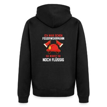 Feuerwehrmann Feuerwehr - Unisex Premium Bio Zip Hoodie - Schwarz - Hinten - Nico (187cm)