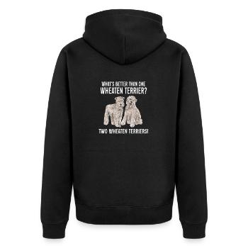 Irish Soft Coated Wheaten Terrier - Unisex Premium Bio Zip Hoodie - Schwarz - Hinten - Nico (187cm)