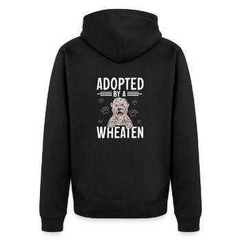 Irish Soft Coated Wheaten Terrier - Unisex Premium Bio Zip Hoodie - Schwarz - Hinten - Nico (187cm)