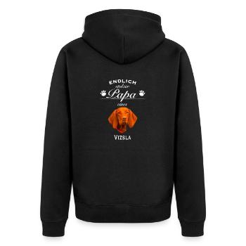 Endlich stolzer Papa - Vizsla - Unisex Premium Bio Zip Hoodie - Schwarz - Hinten - Nico (187cm)