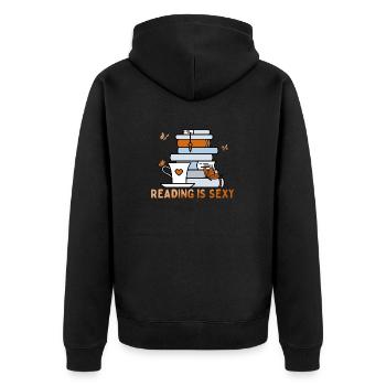 Lesen Ist Sexy Buchliebhaber Introvertierter - Unisex Premium Bio Zip Hoodie - Schwarz - Hinten - Nico (187cm)