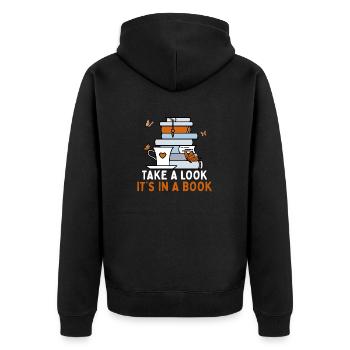 Jetez un coup d’œil à ses citations de lecture de livres - Veste à capuche bio Premium Unisexe - noir - Dos - Nico (187cm)