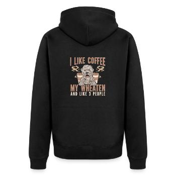 Irish Soft Coated Wheaten Terrier - Unisex Premium Bio Zip Hoodie - Schwarz - Hinten - Nico (187cm)