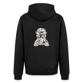 Irish Soft Coated Wheaten Terrier - Unisex Premium Bio Zip Hoodie - Schwarz - Hinten - Nico (187cm)
