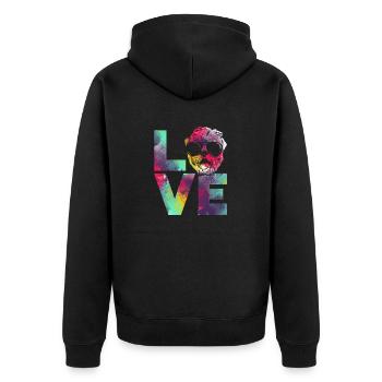 Irish Soft Coated Wheaten Terrier - Unisex Premium Bio Zip Hoodie - Schwarz - Hinten - Nico (187cm)