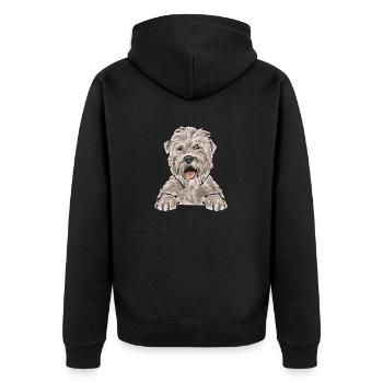 Irish Soft Coated Wheaten Terrier - Unisex Premium Bio Zip Hoodie - Schwarz - Hinten - Nico (187cm)