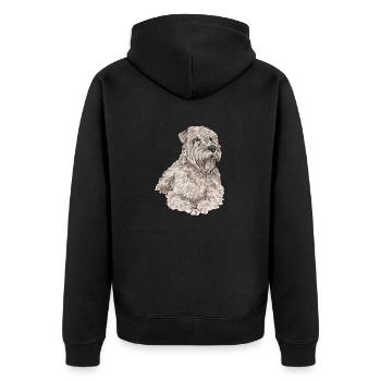 Irish Soft Coated Wheaten Terrier - Unisex Premium Bio Zip Hoodie - Schwarz - Hinten - Nico (187cm)
