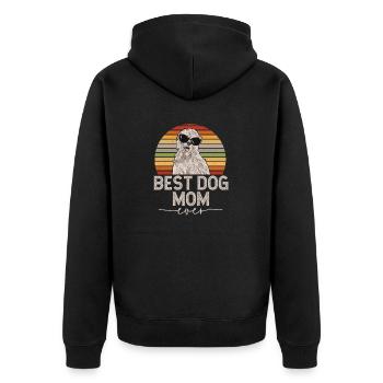 Irish Soft Coated Wheaten Terrier - Unisex Premium Bio Zip Hoodie - Schwarz - Hinten - Nico (187cm)