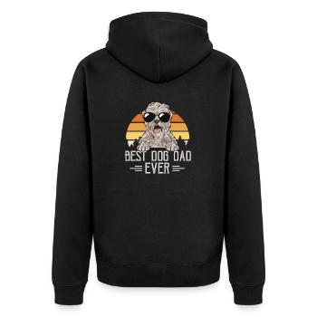 Irish Soft Coated Wheaten Terrier - Unisex Premium Bio Zip Hoodie - Schwarz - Hinten - Nico (187cm)