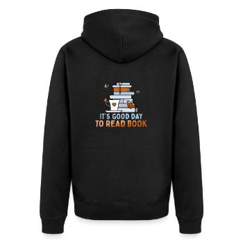 C’est une bonne journée pour lire des livres Lecture Livre de citation - Veste à capuche bio Premium Unisexe - noir - Dos - Nico (187cm)