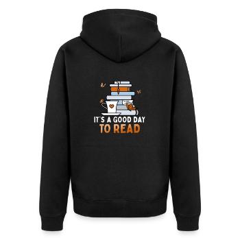 Es Ist Ein Guter Tag, Um Jetzt Alle Zusammen Zu - Unisex Premium Bio Zip Hoodie - Schwarz - Hinten - Nico (187cm)