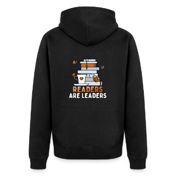 Readers Are Leaders Bookworm National Book Day - Unisex Premium Organic Zip Hoodie - black - Back - Nico (187cm)