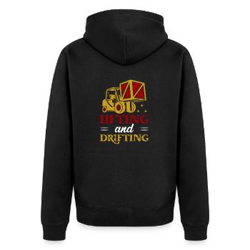 Lifting And Drifting Forklift Forklifter Driver - Unisex Premium Bio Zip Hoodie - Schwarz - Hinten - Nico (187cm)