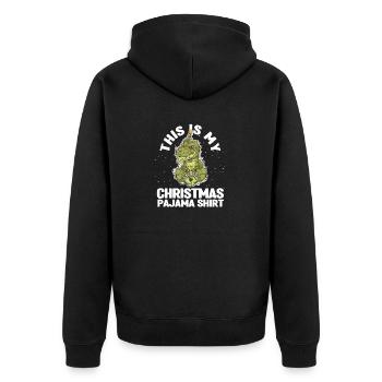 Dies ist mein Weihnachten Pyjama Shirt TRex - Unisex Premium Bio Zip Hoodie - Schwarz - Hinten - Nico (187cm)
