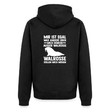 Walross - Unisex Premium Bio Zip Hoodie - Schwarz - Hinten - Nico (187cm)