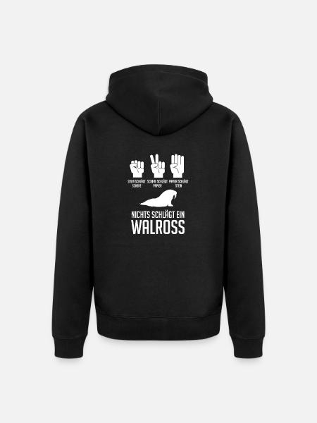 Walross - Unisex Premium Bio Zip Hoodie - Schwarz